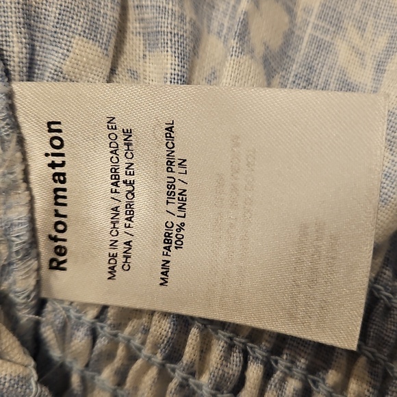 💕REFORMATION💕 Cambria Linen Top ~ Sofie Blue Floral Print Small S NWT - Picture 13 of 14
